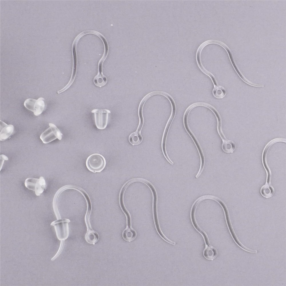 40個の透明なプラスチック製イヤリングフック、ループ付きイヤ - Jewelry Making Resin のレビューと価格
