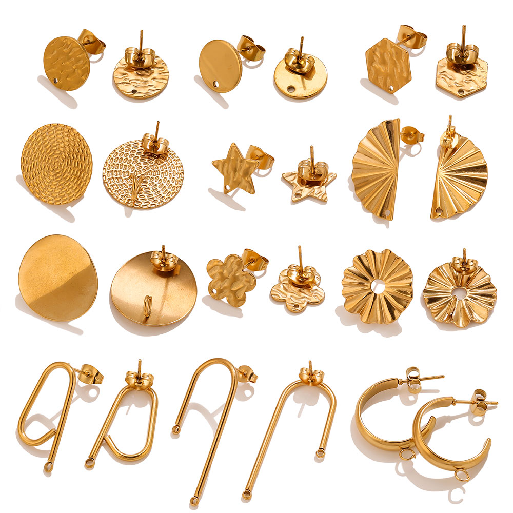 10個入り ステンレス製イヤリング 18K金メッキ フラワー - Jewelry Making Supplies Wholesale のレビューと価格