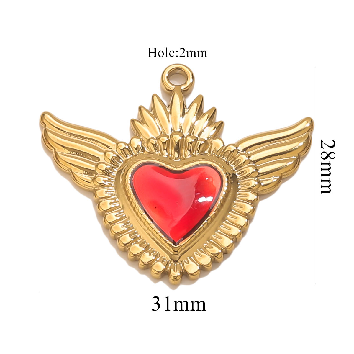 3 個ステンレス鋼レッドエナメルハート型チャームゴールドメッ - Jewelry Making Supplies Wholesale のレビューと価格