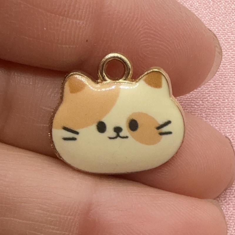 12個入りプリント猫ヘッド合金ドリップオイルペンダント、DI - Jewelry Making Diy のレビューと価格