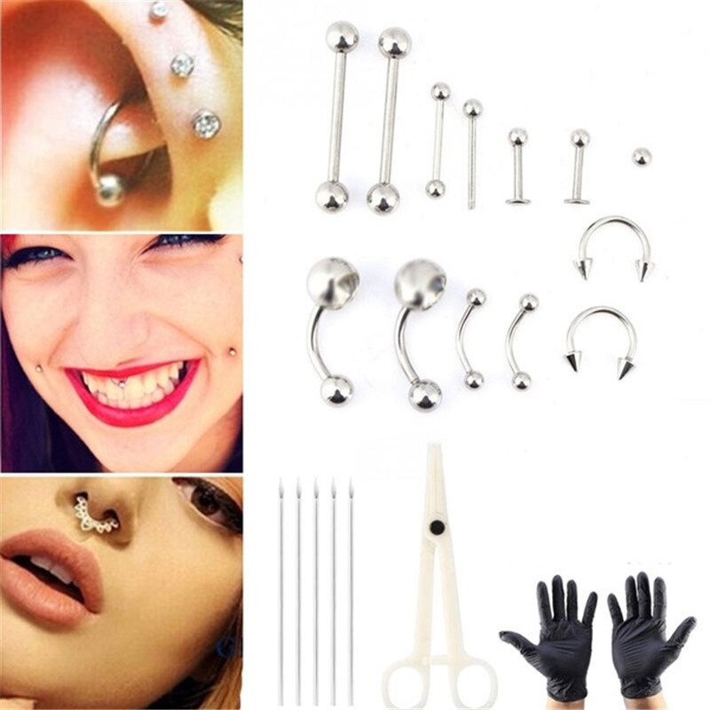 1 セット使い捨てプロフェッショナルボディピアスツールキット - Jewelry Making Kit Professional のレビューと価格