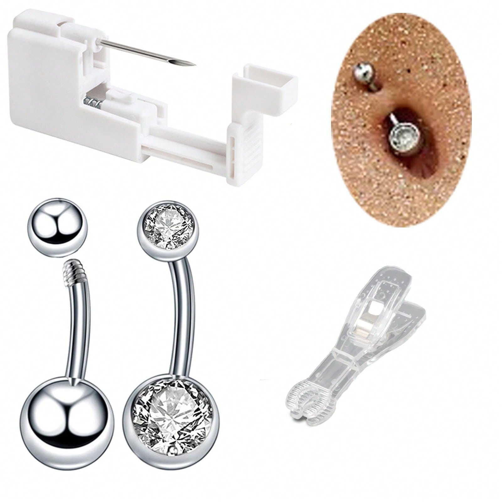 隔膜/鼻/へそ/唇/乳首穿刺銃キットに適した4点/セットの専 - Jewelry Making Kit Professional のレビューと価格